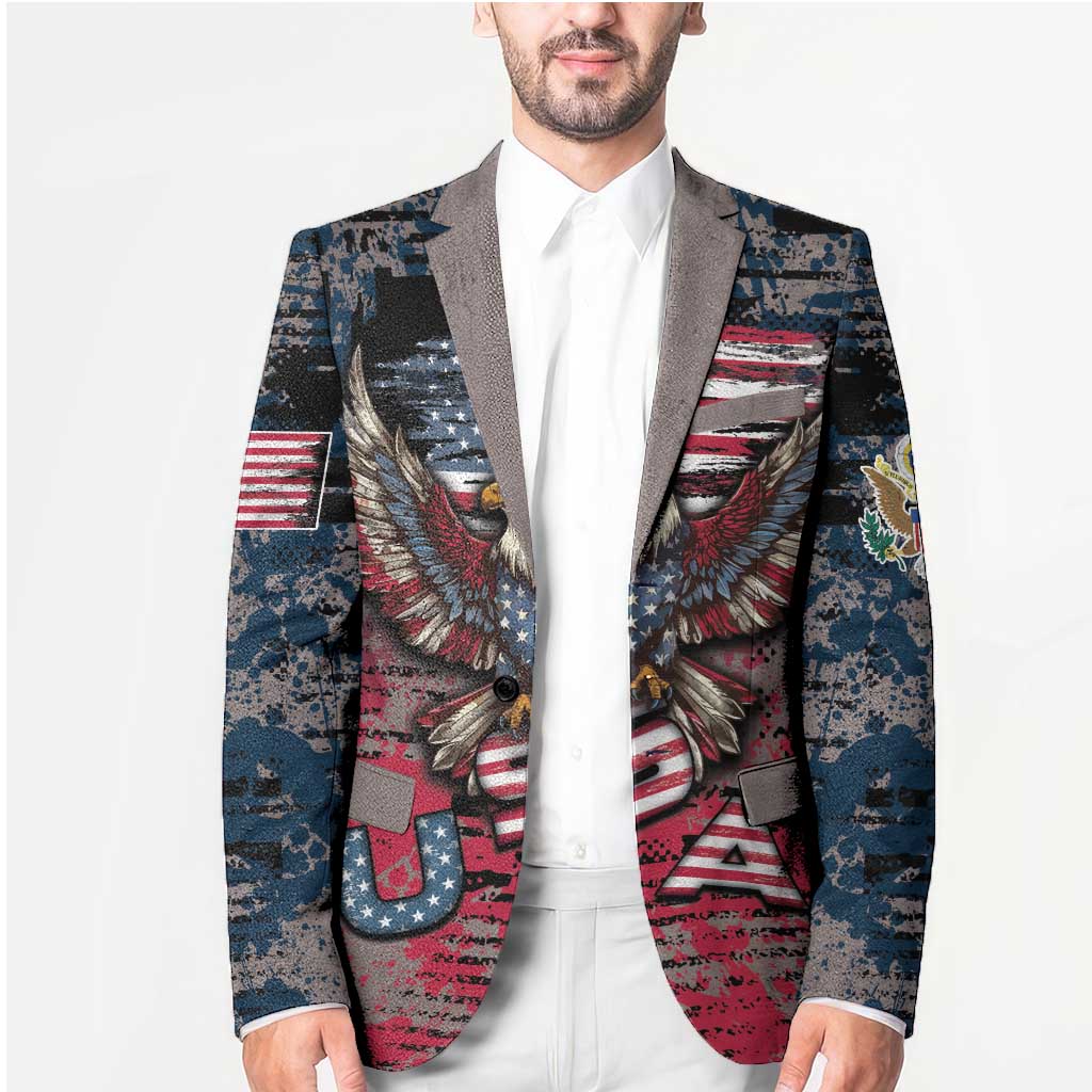 Personalized Patriotic Rebel American Blazer Grunge USA Eagle Flag - Wonder Print Shop