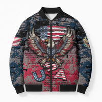 Personalized Patriotic Rebel American Bomber Puffer Jacket Grunge USA Eagle Flag - Wonder Print Shop