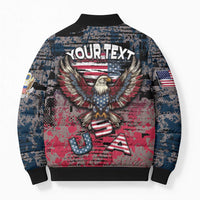 Personalized Patriotic Rebel American Bomber Puffer Jacket Grunge USA Eagle Flag - Wonder Print Shop