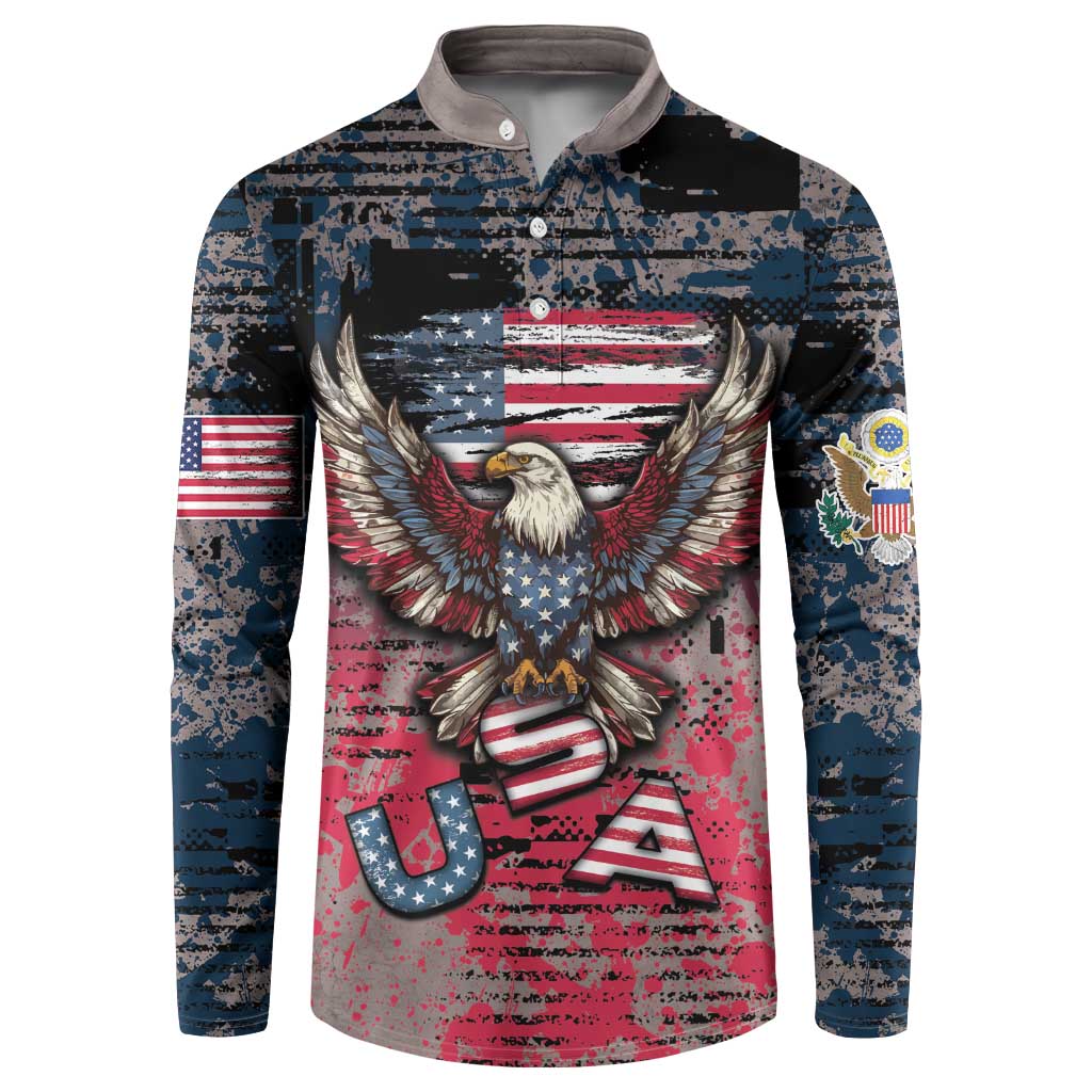 Personalized Patriotic Rebel American Button Sweatshirt Grunge USA Eagle Flag - Wonder Print Shop