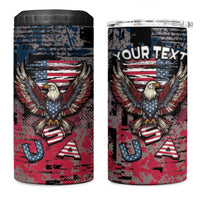 Personalized Patriotic Rebel American 4 in 1 Can Cooler Tumbler Grunge USA Eagle Flag - Wonder Print Shop