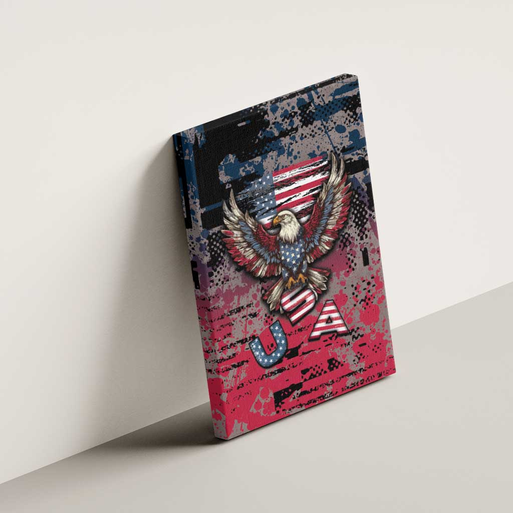 Patriotic Rebel American Canvas Wall Art Grunge USA Eagle Flag - Wonder Print Shop
