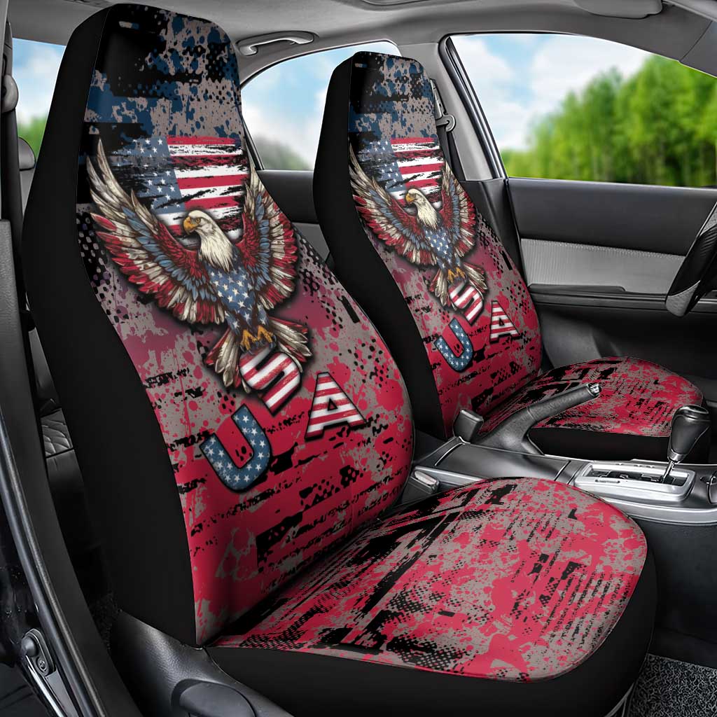 Patriotic Rebel American Car Seat Cover Grunge USA Eagle Flag - Wonder Print Shop