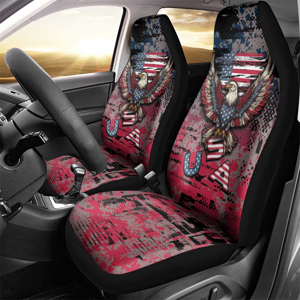 Patriotic Rebel American Car Seat Cover Grunge USA Eagle Flag - Wonder Print Shop