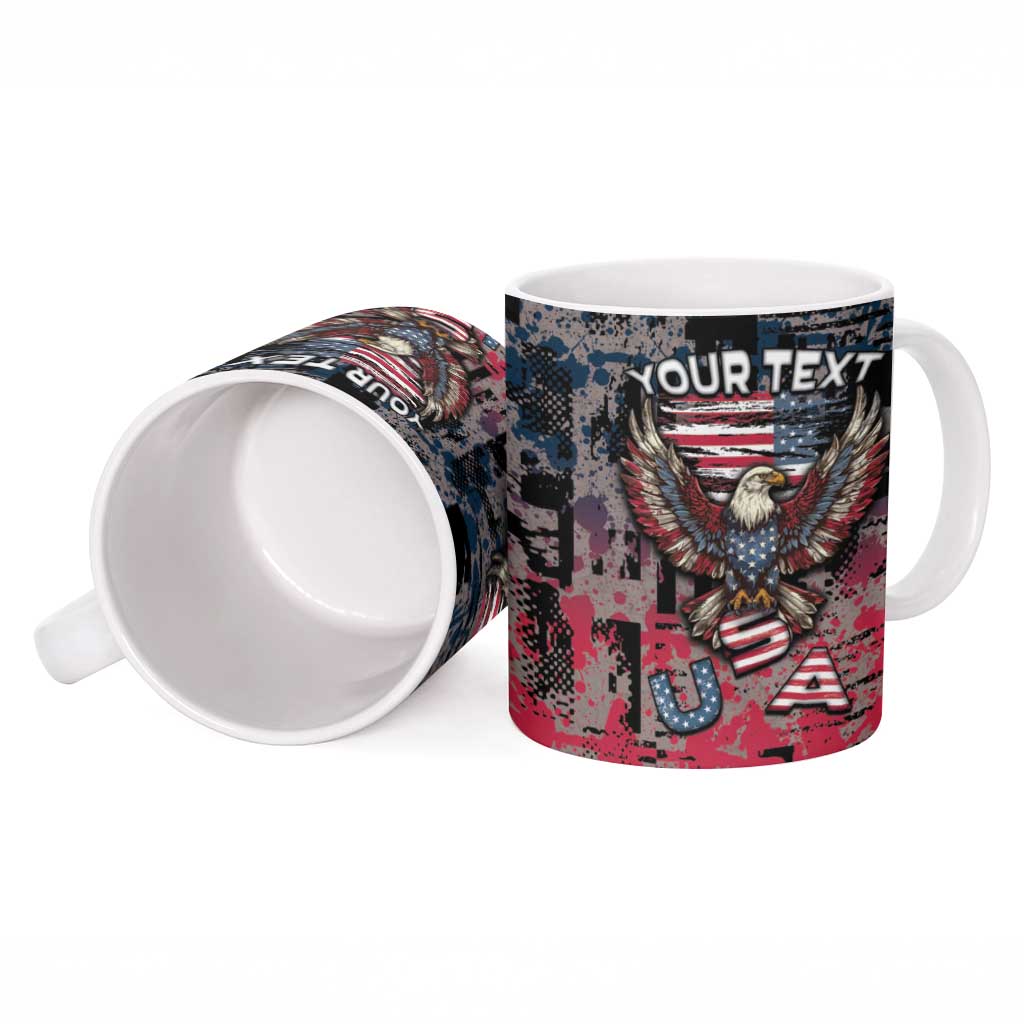 Personalized Patriotic Rebel American Ceramic Mug Grunge USA Eagle Flag - Wonder Print Shop