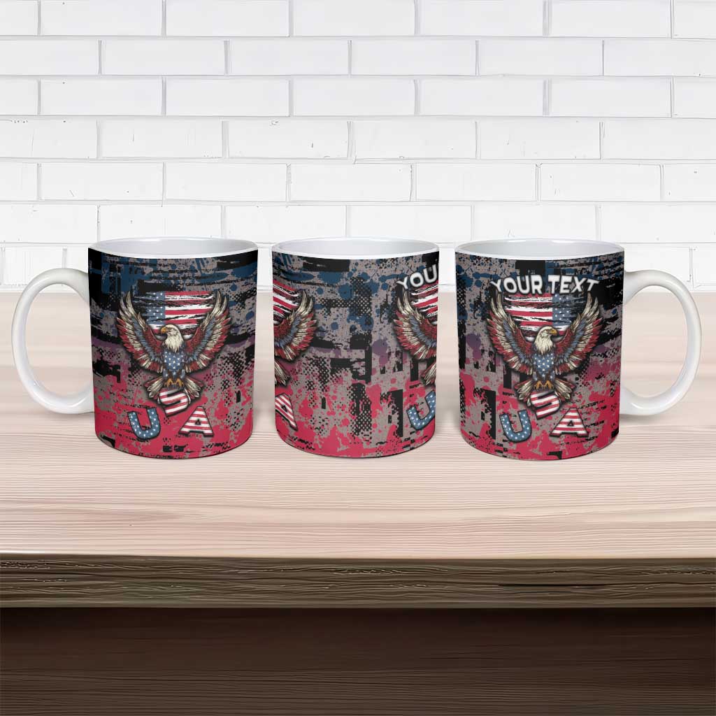 Personalized Patriotic Rebel American Ceramic Mug Grunge USA Eagle Flag - Wonder Print Shop