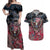 Personalized Patriotic Rebel American Couples Matching Off Shoulder Maxi Dress and Hawaiian Shirt Grunge USA Eagle Flag - Wonder Print Shop