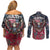 Personalized Patriotic Rebel American Couples Matching Off Shoulder Short Dress and Long Sleeve Button Shirt Grunge USA Eagle Flag - Wonder Print Shop