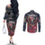 Personalized Patriotic Rebel American Couples Matching Off The Shoulder Long Sleeve Dress and Long Sleeve Button Shirt Grunge USA Eagle Flag - Wonder Print Shop