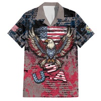 Personalized Patriotic Rebel American Family Matching Long Sleeve Bodycon Dress and Hawaiian Shirt Grunge USA Eagle Flag - Wonder Print Shop