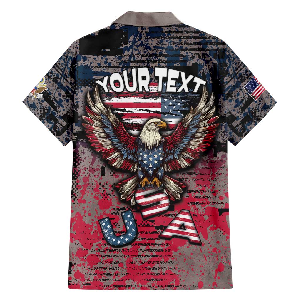 Personalized Patriotic Rebel American Family Matching Long Sleeve Bodycon Dress and Hawaiian Shirt Grunge USA Eagle Flag - Wonder Print Shop