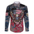 Personalized Patriotic Rebel American Family Matching Long Sleeve Bodycon Dress and Hawaiian Shirt Grunge USA Eagle Flag - Wonder Print Shop