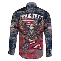 Personalized Patriotic Rebel American Family Matching Long Sleeve Bodycon Dress and Hawaiian Shirt Grunge USA Eagle Flag - Wonder Print Shop