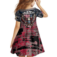 Personalized Patriotic Rebel American Family Matching Off The Shoulder Long Sleeve Dress and Hawaiian Shirt Grunge USA Eagle Flag - Wonder Print Shop