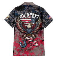 Personalized Patriotic Rebel American Family Matching Off The Shoulder Long Sleeve Dress and Hawaiian Shirt Grunge USA Eagle Flag - Wonder Print Shop
