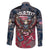 Personalized Patriotic Rebel American Family Matching Off The Shoulder Long Sleeve Dress and Hawaiian Shirt Grunge USA Eagle Flag - Wonder Print Shop