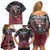 Personalized Patriotic Rebel American Family Matching Off Shoulder Short Dress and Hawaiian Shirt Grunge USA Eagle Flag - Wonder Print Shop