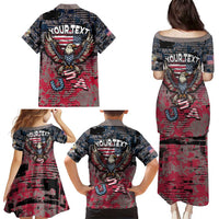 Personalized Patriotic Rebel American Family Matching Puletasi and Hawaiian Shirt Grunge USA Eagle Flag - Wonder Print Shop
