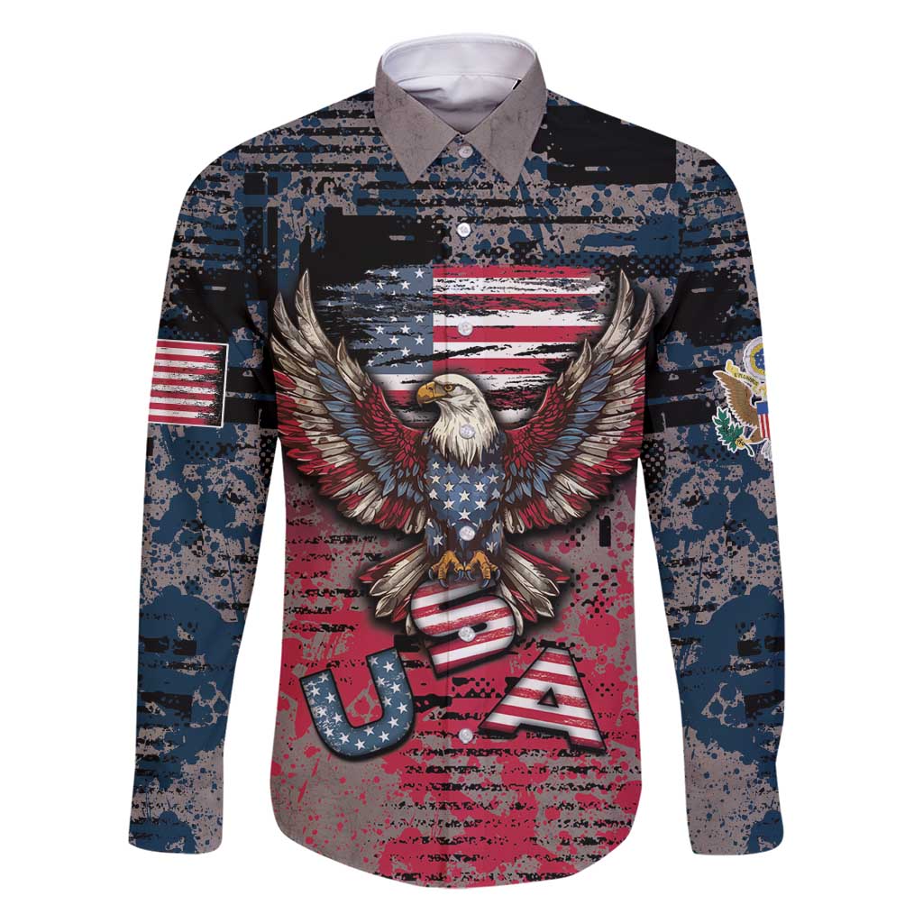 Personalized Patriotic Rebel American Family Matching Puletasi and Hawaiian Shirt Grunge USA Eagle Flag - Wonder Print Shop