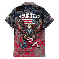 Personalized Patriotic Rebel American Family Matching Short Sleeve Bodycon Dress and Hawaiian Shirt Grunge USA Eagle Flag - Wonder Print Shop