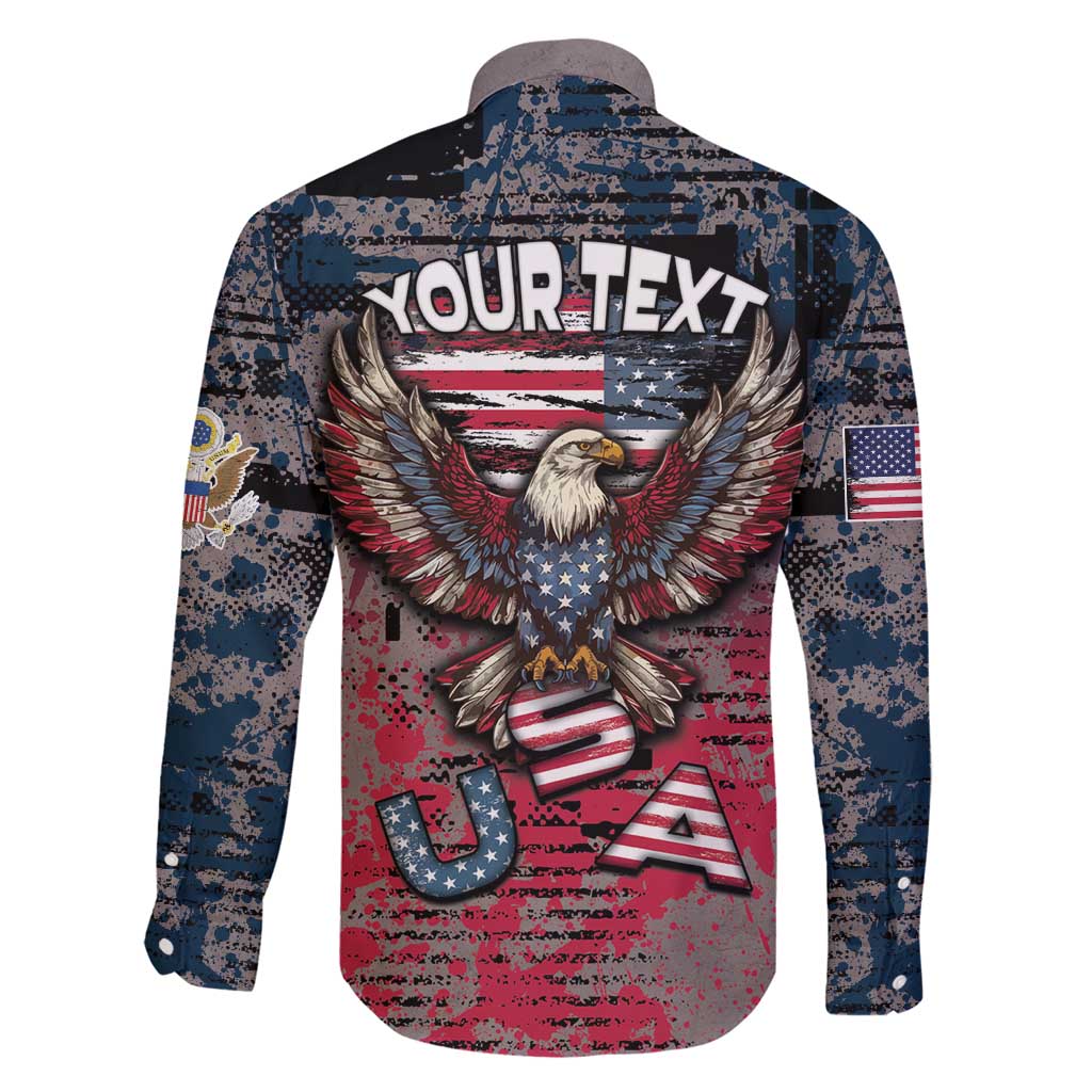 Personalized Patriotic Rebel American Family Matching Short Sleeve Bodycon Dress and Hawaiian Shirt Grunge USA Eagle Flag - Wonder Print Shop
