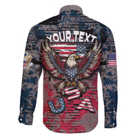 Personalized Patriotic Rebel American Family Matching Short Sleeve Bodycon Dress and Hawaiian Shirt Grunge USA Eagle Flag - Wonder Print Shop