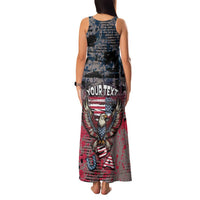 Personalized Patriotic Rebel American Family Matching Tank Maxi Dress and Hawaiian Shirt Grunge USA Eagle Flag - Wonder Print Shop