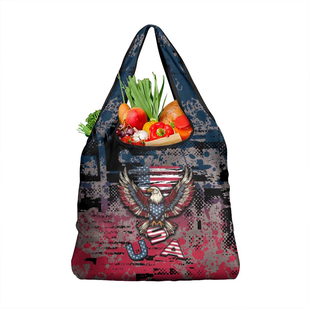 Patriotic Rebel American Grocery Bag Grunge USA Eagle Flag - Wonder Print Shop