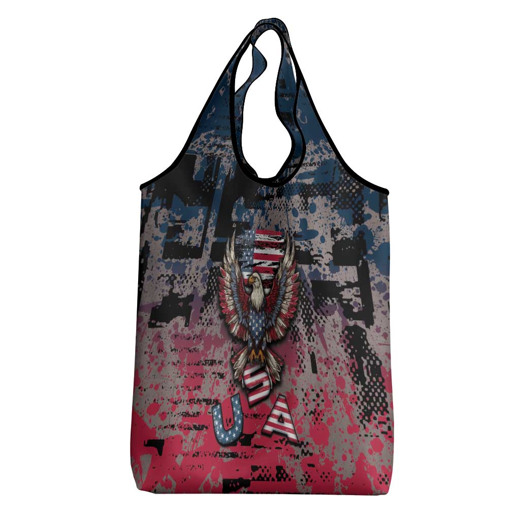 Patriotic Rebel American Grocery Bag Grunge USA Eagle Flag - Wonder Print Shop