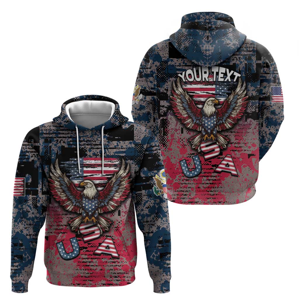 Personalized Patriotic Rebel American Hoodie Grunge USA Eagle Flag - Wonder Print Shop