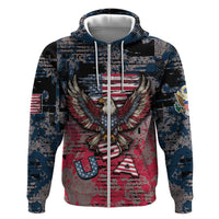 Personalized Patriotic Rebel American Hoodie Grunge USA Eagle Flag - Wonder Print Shop