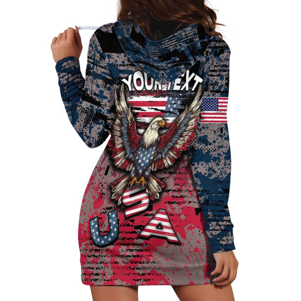 Personalized Patriotic Rebel American Hoodie Dress Grunge USA Eagle Flag - Wonder Print Shop