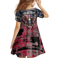 Personalized Patriotic Rebel American Kid Short Sleeve Dress Grunge USA Eagle Flag - Wonder Print Shop