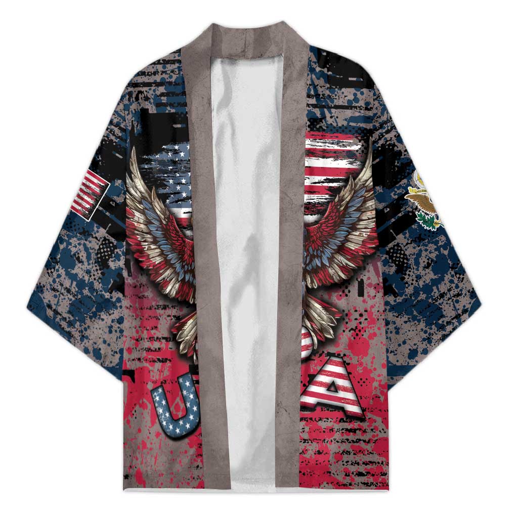 Personalized Patriotic Rebel American Kimono Grunge USA Eagle Flag - Wonder Print Shop