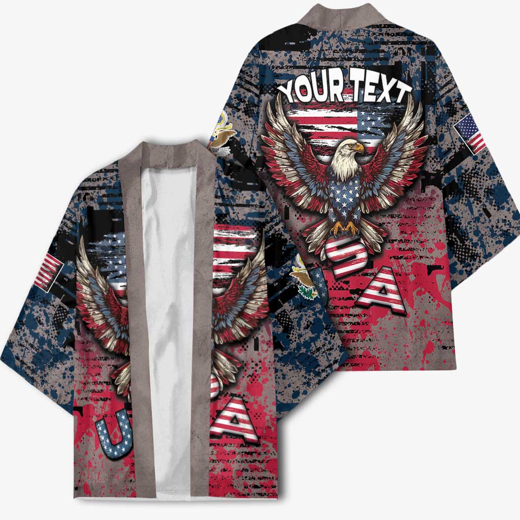 Personalized Patriotic Rebel American Kimono Grunge USA Eagle Flag - Wonder Print Shop