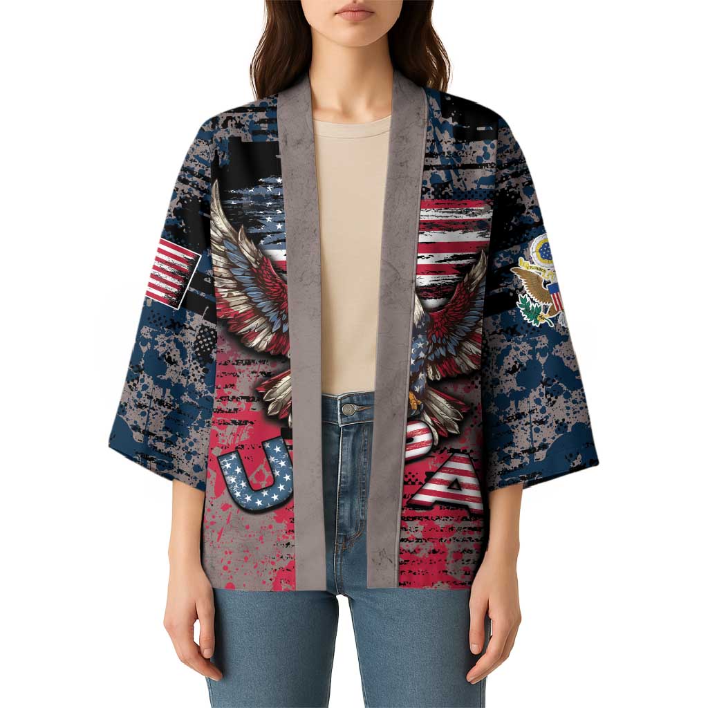Personalized Patriotic Rebel American Kimono Grunge USA Eagle Flag - Wonder Print Shop