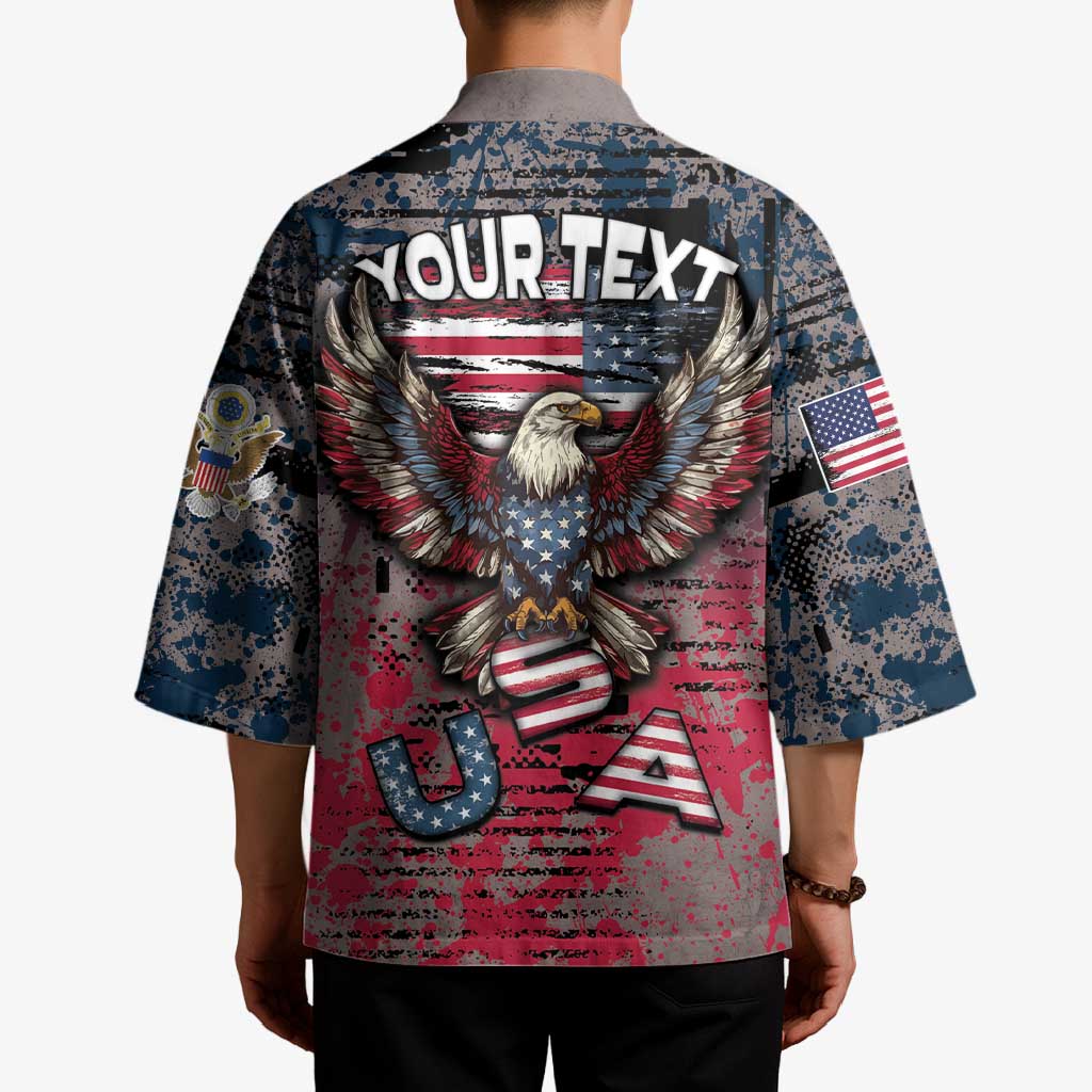 Personalized Patriotic Rebel American Kimono Grunge USA Eagle Flag - Wonder Print Shop