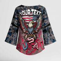 Personalized Patriotic Rebel American Kimono Sleeve Blouse Grunge USA Eagle Flag - Wonder Print Shop