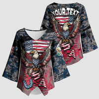Personalized Patriotic Rebel American Kimono Sleeve Blouse Grunge USA Eagle Flag - Wonder Print Shop