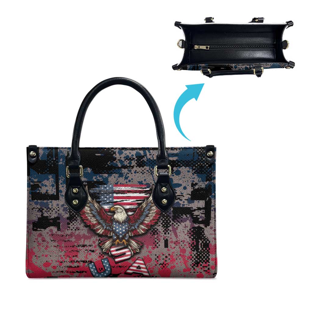 Patriotic Rebel American Leather Bag Grunge USA Eagle Flag - Wonder Print Shop