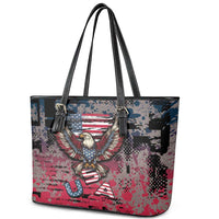 Patriotic Rebel American Leather Tote Bag Grunge USA Eagle Flag - Wonder Print Shop