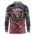 Personalized Patriotic Rebel American Long Sleeve Polo Shirt Grunge USA Eagle Flag - Wonder Print Shop