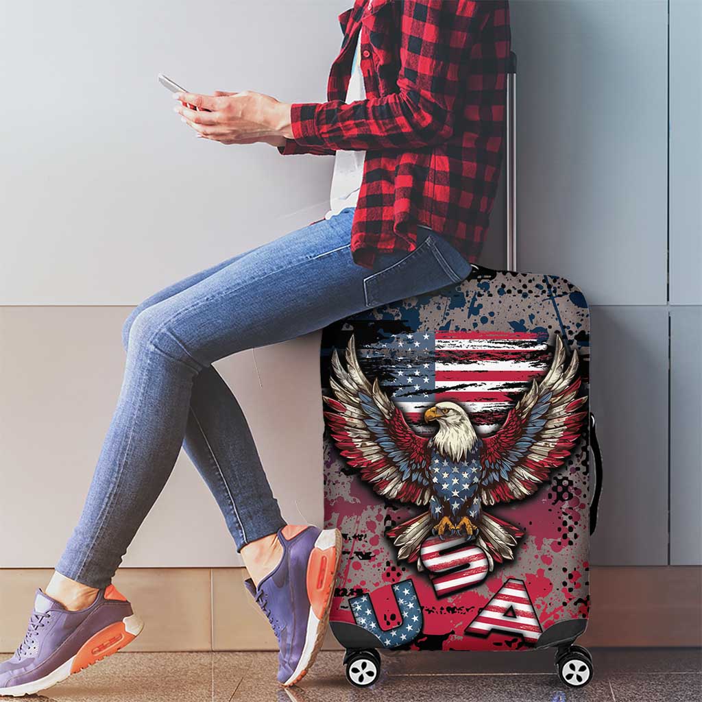 Patriotic Rebel American Luggage Cover Grunge USA Eagle Flag - Wonder Print Shop