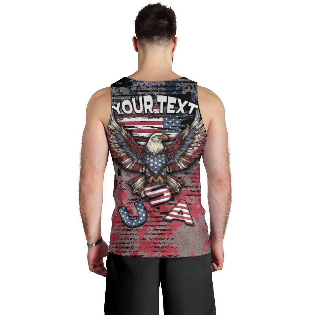 Personalized Patriotic Rebel American Men Tank Top Grunge USA Eagle Flag - Wonder Print Shop