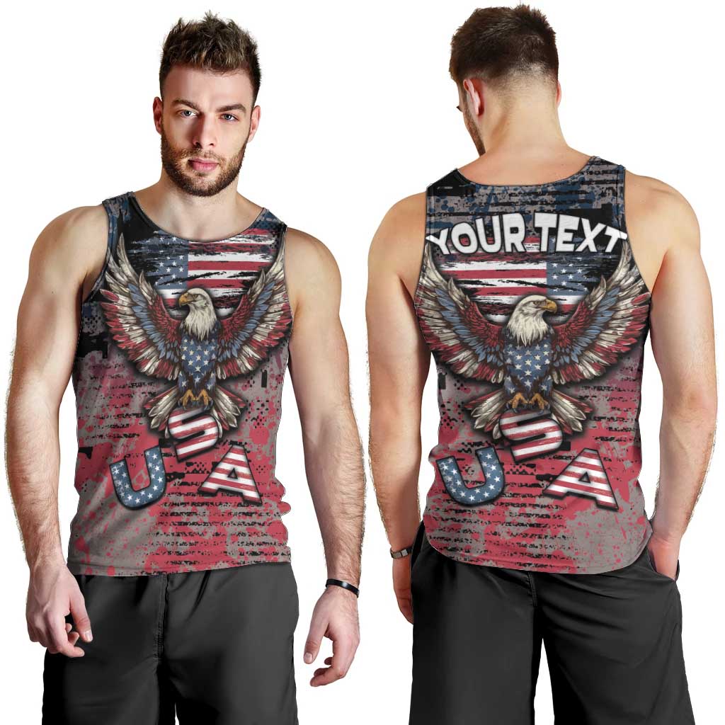 Personalized Patriotic Rebel American Men Tank Top Grunge USA Eagle Flag - Wonder Print Shop