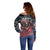 Personalized Patriotic Rebel American Off Shoulder Sweater Grunge USA Eagle Flag - Wonder Print Shop