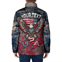 Personalized Patriotic Rebel American Padded Jacket Grunge USA Eagle Flag - Wonder Print Shop
