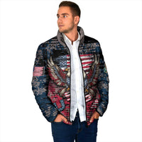 Personalized Patriotic Rebel American Padded Jacket Grunge USA Eagle Flag - Wonder Print Shop