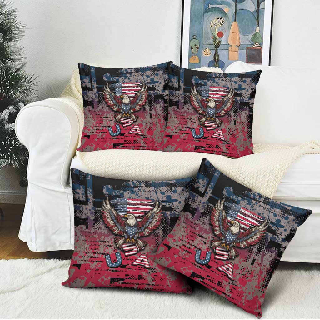Patriotic Rebel American Pillow Cover Grunge USA Eagle Flag - Wonder Print Shop