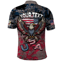 Personalized Patriotic Rebel American Polo Shirt Grunge USA Eagle Flag - Wonder Print Shop